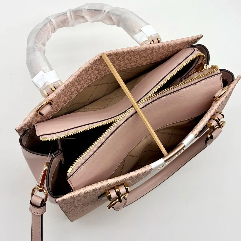 Michael Kors Blush Pink Signature Stripe Satchel